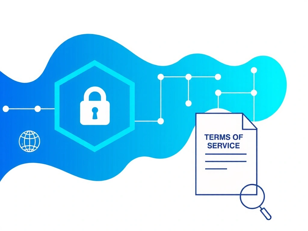 Imagine abstractă cu elemente de securitate cibernetică și simboluri legale